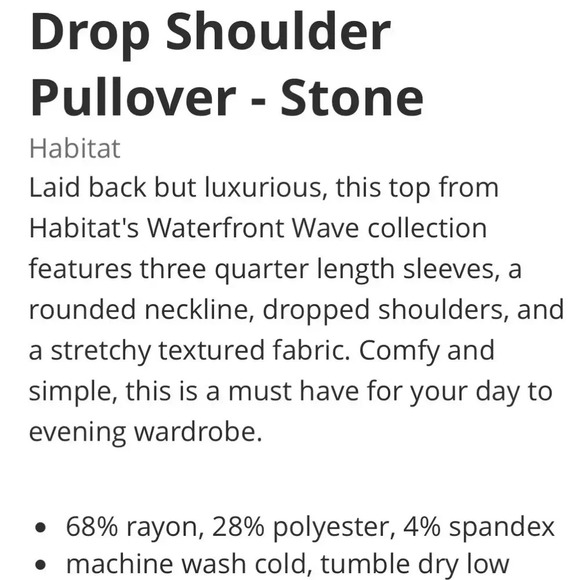 Habitat style 54213 boxy drop pullover crew neck dolma. 3/4 sleeves ,boxy sz med - Picture 14 of 16